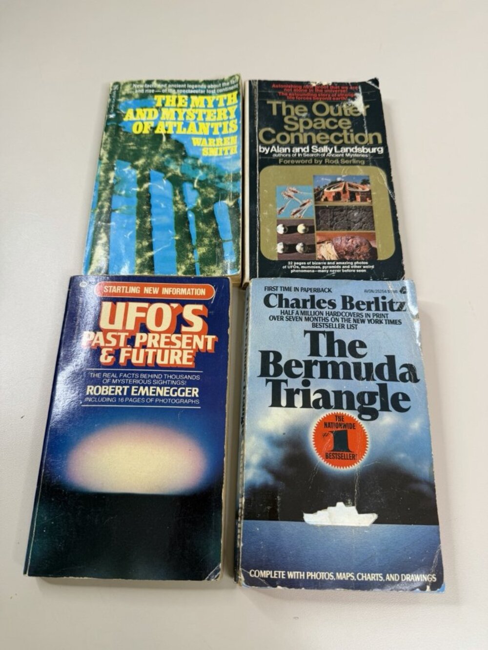 VTG UFO Atlantis Bermuda Triangle, Outer Space Softcover Book Lot GUC